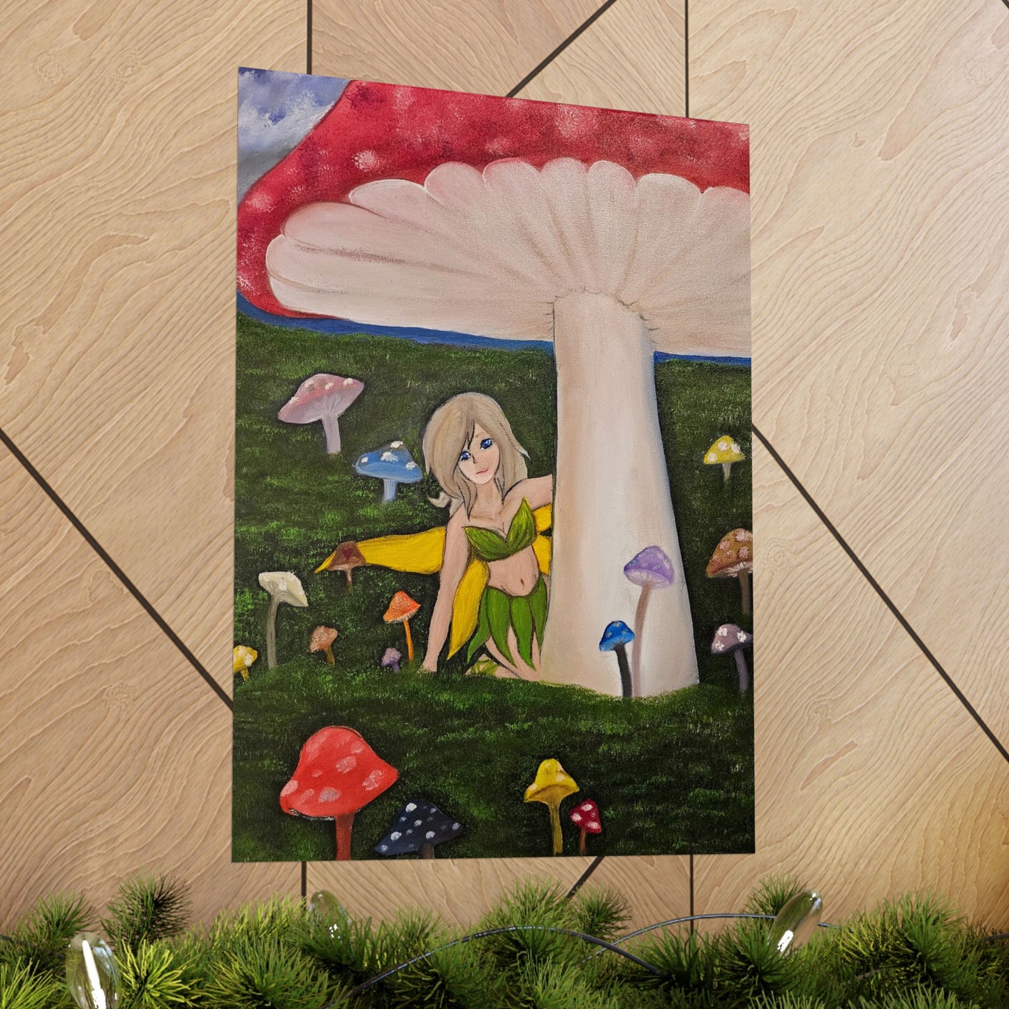 Whimsical Fairy Mushroom Matte Vertical Poster - Enchanting Artwork for Home Decor