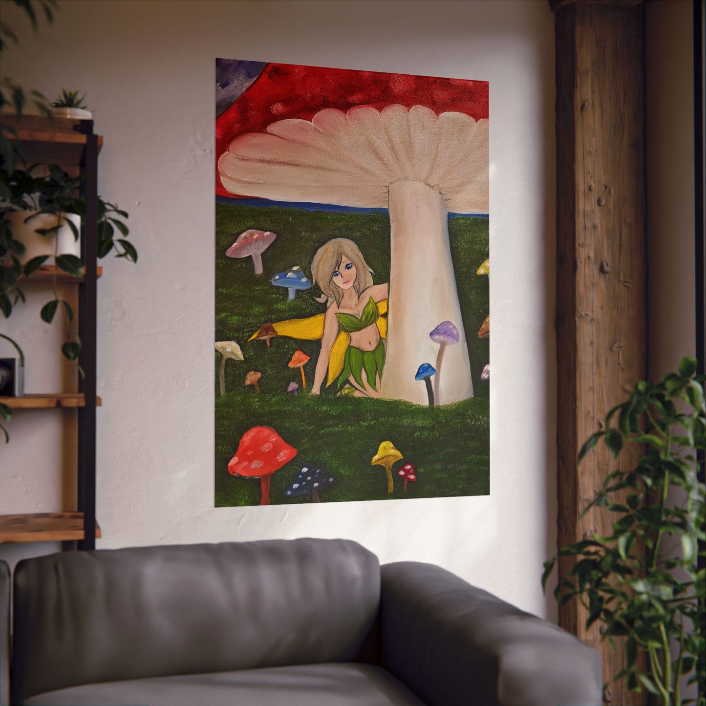 Whimsical Fairy Mushroom Matte Vertical Poster - Enchanting Artwork for Home Decor