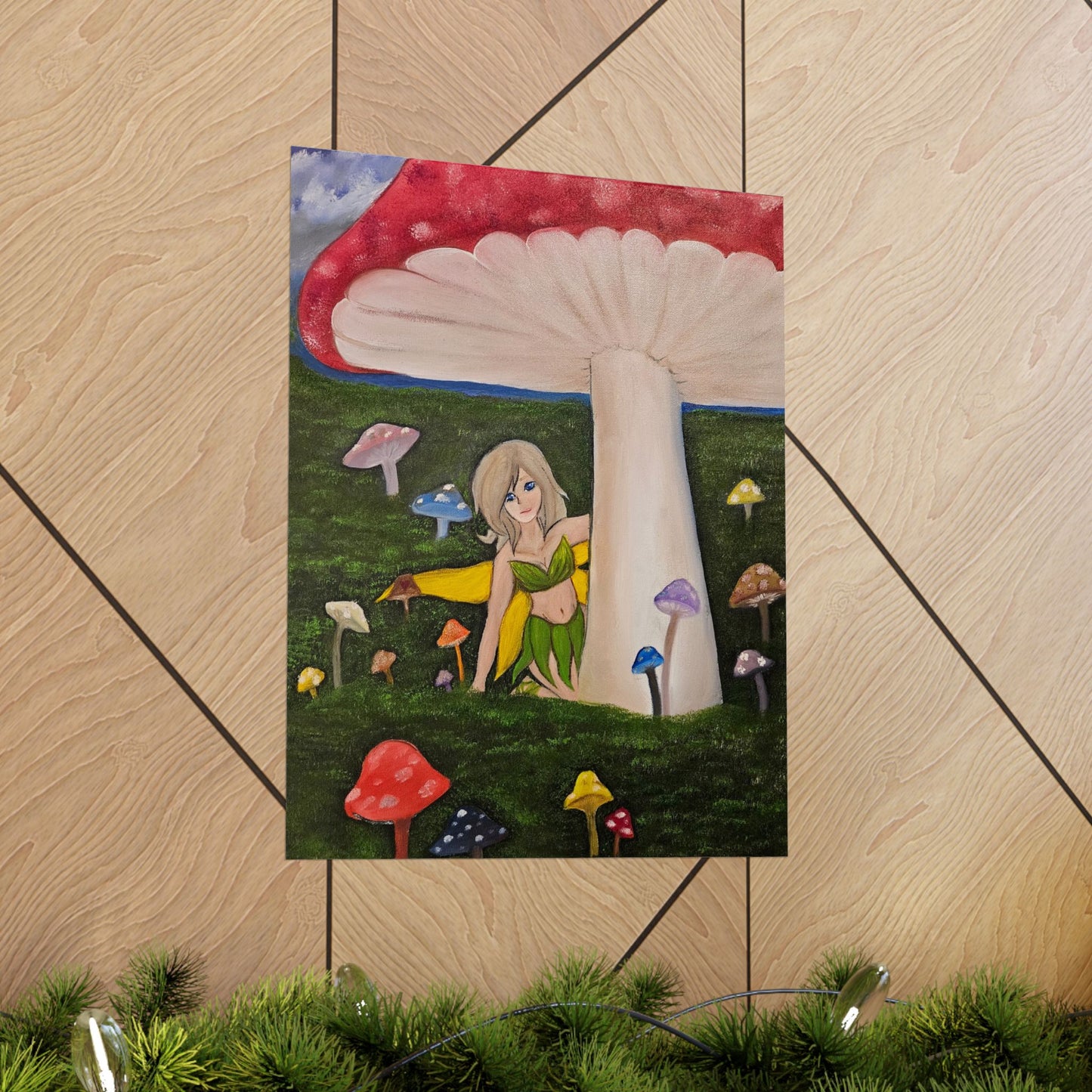 Whimsical Fairy Mushroom Matte Vertical Poster - Enchanting Artwork for Home Decor