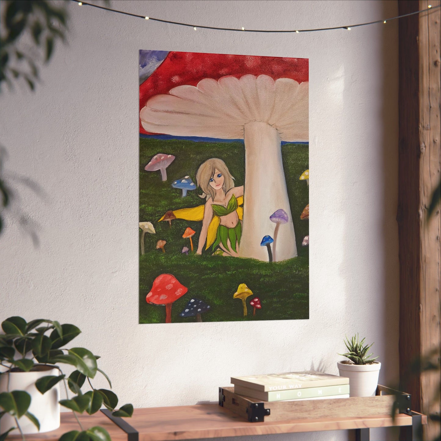 Whimsical Fairy Mushroom Matte Vertical Poster - Enchanting Artwork for Home Decor