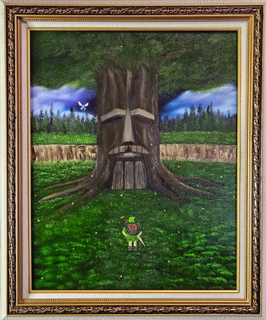 16x20 framed Deku tree with Zelda!