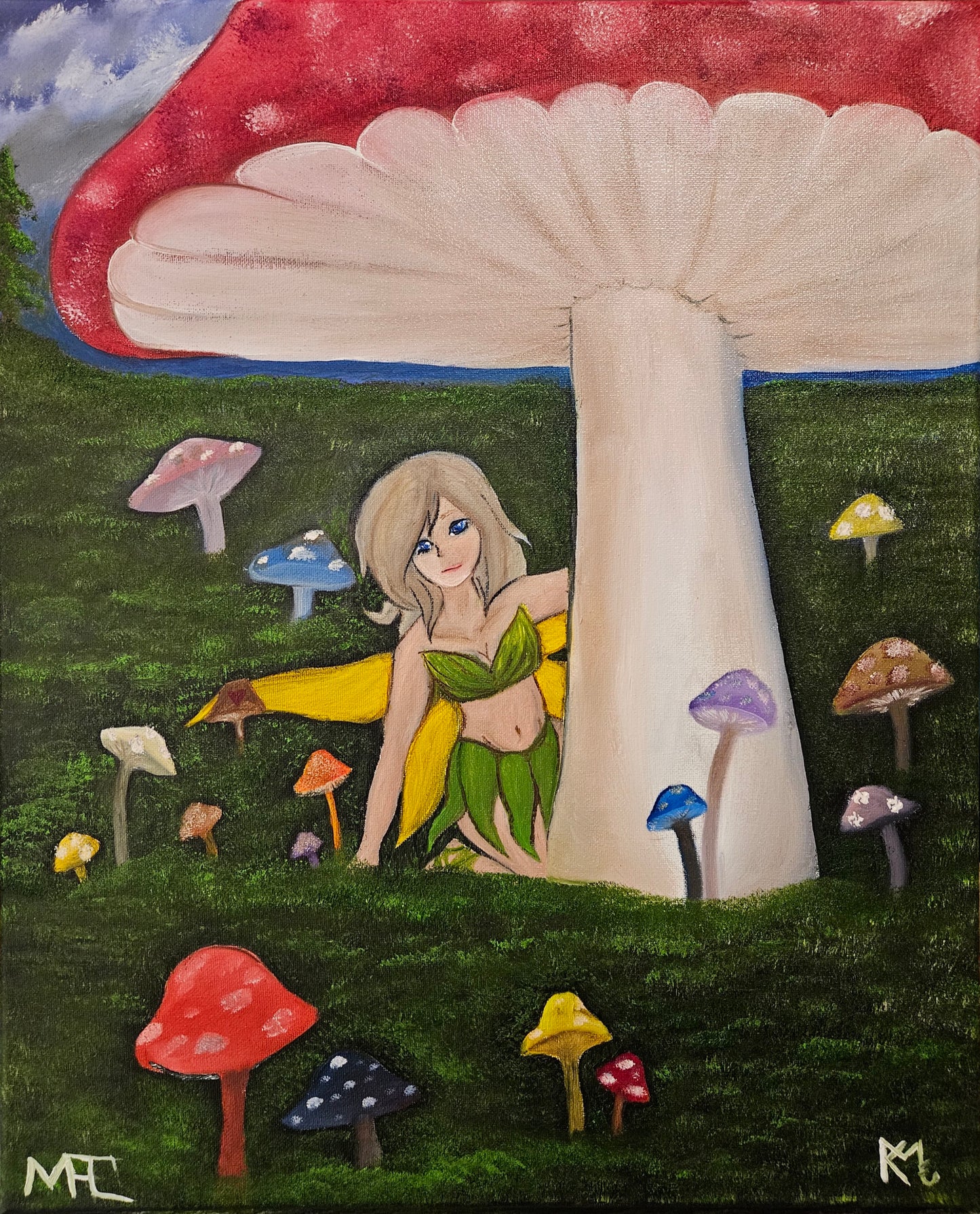 #74 The Mushroom Fairy 16x20 canvas