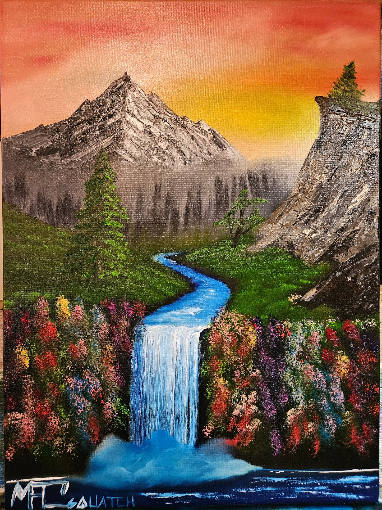 #61 MacSquatch's 1st painting. An 18x24 called Falls of Beauty!