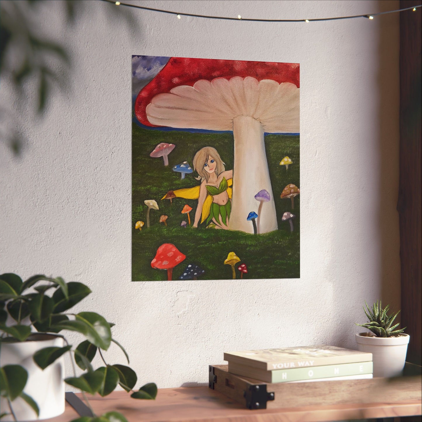 Whimsical Fairy Mushroom Matte Vertical Poster - Enchanting Artwork for Home Decor