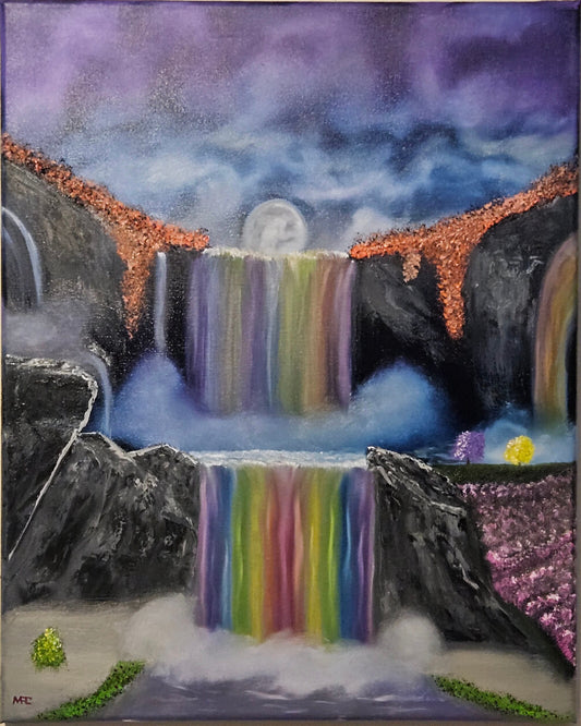 #15 Skittles Falls 16x20 oil painting.