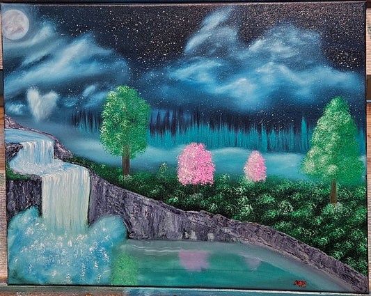 Paradise Falls 16x20 oil painting.