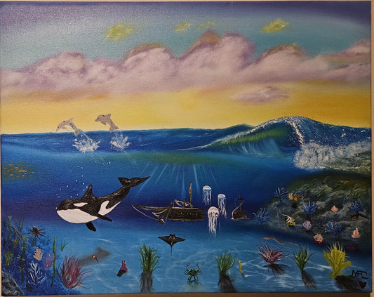 #44 Sea Below 18x24 oil painting.